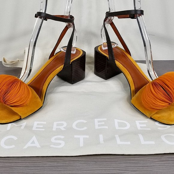 Mercedes Castillo Riza Block Heel Sandal, Tangerine, Womens Size 6.5 US / 36.5 - Picture 4 of 12
